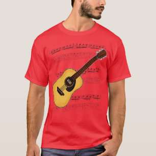 Akustische Gitarrenklänge Gitarrist Notizmusik Mus T-Shirt