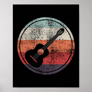 Akustische Gitarrenmusik Musiker Bassist Retro Poster