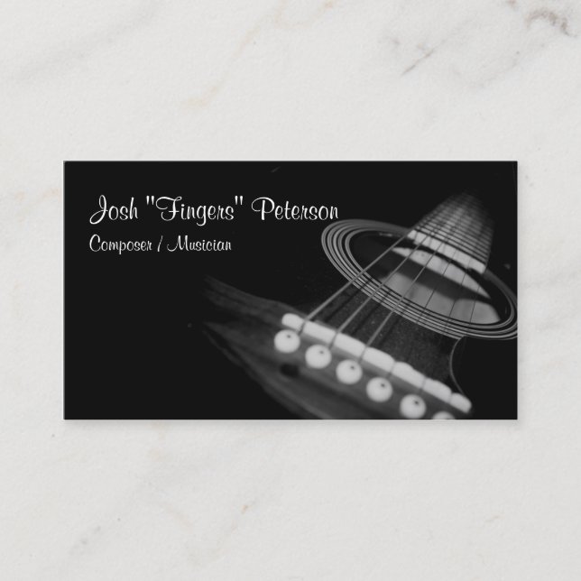 Akustische Gitarrenmusiker BlackWhite Business Car Visitenkarte (Vorderseite)