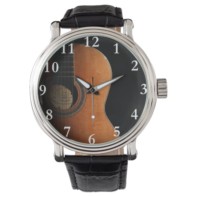 Akustische Gitarrenmusikinstrumentenuhr Armbanduhr (Vorderseite)