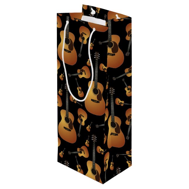 Akustische Gitarrenmusiklehrerin Geschenktüte Für Weinflaschen (Rückseite Schrägansicht)