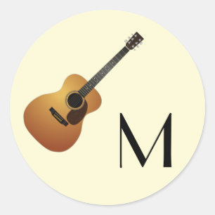 Akustische Gitarrenmusiklehrerin Runder Aufkleber