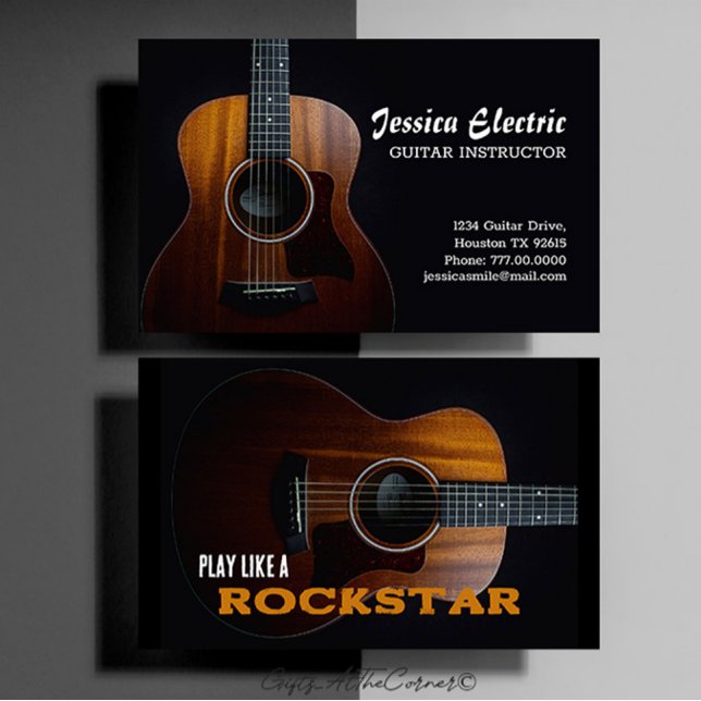 Akustische Guitar-Lehrer-Visitenkarte Visitenkarte (Von Creator hochgeladen)