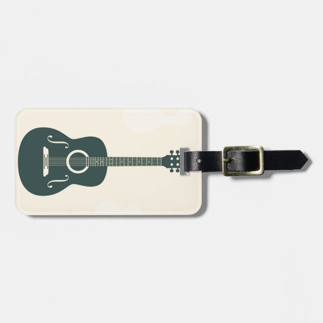 Akustische Retro-Gitarre Gepäckanhänger (Vorderseite horizontal)
