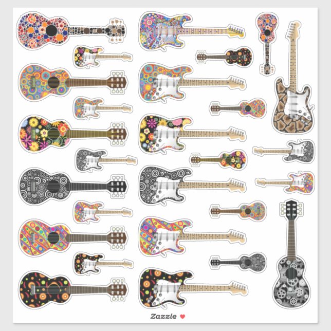 Akustische und elektrische Gitarrenaufkleber Aufkleber (Blatt)