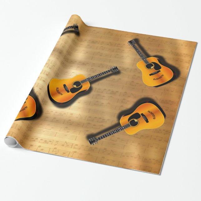 Akustische Vintage Gitarre mit Geschenkpapier (Ungerollt)