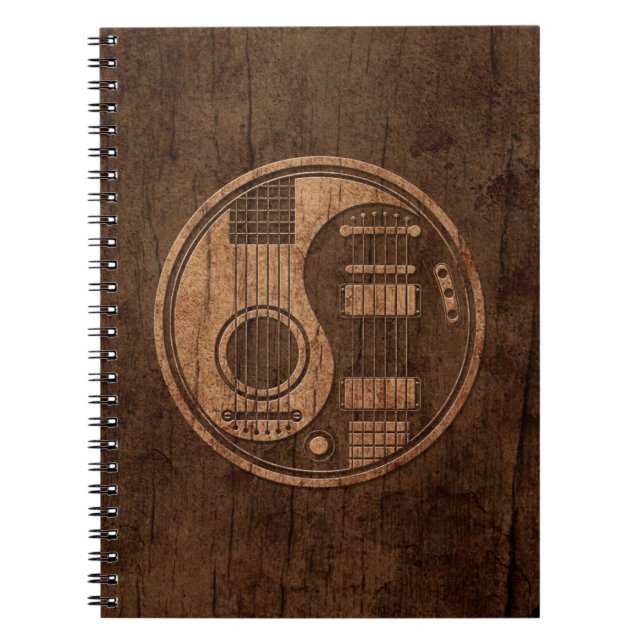 Akustischer E-Gitarren Yin Yang Holz-Effekt Notizblock (Vorderseite)
