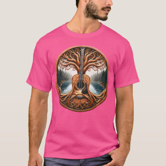 Akustischer Gitarrenbaum am See T-Shirt