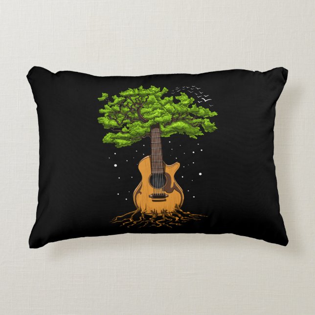 Akustischer Gitarrenbaum Dekokissen (Vorderseite)