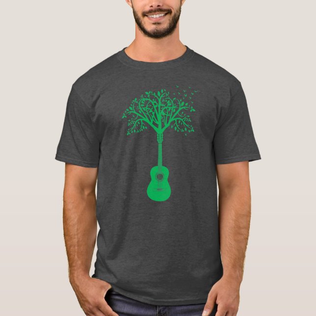 Akustischer Gitarrenbaum des Lebens Naturgitarrist T-Shirt (Vorderseite)