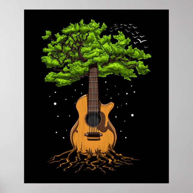 Akustischer Gitarrenbaum Poster (Vorne)