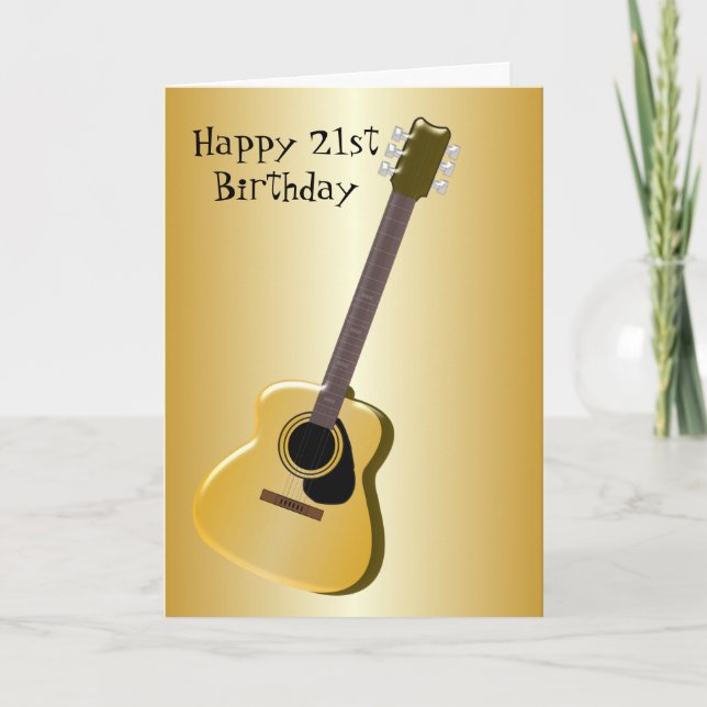 Akustisches Gitarrendesign Personalisiert am 21. G Karte (Vorderseite)