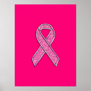 Akzent Chrome Glitter Style Rosa Band Awareness Poster