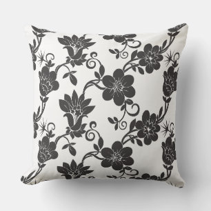 Akzent im Freien Pillow-Black-Blume Außenpfanne Kissen