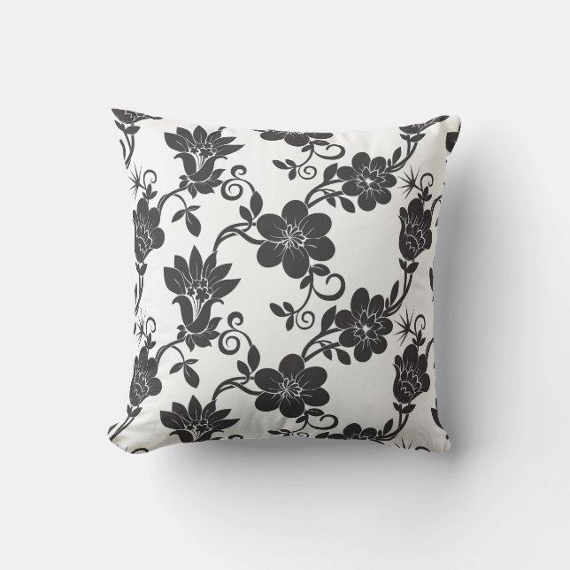 Akzent im Freien Pillow-Black-Blume Kissen (Vorderseite)