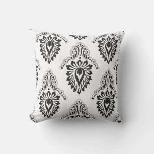 Akzent im Freien Pillow-Black/White Damask  Kissen