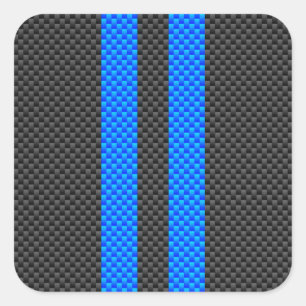 Akzentblaue Racing-Streifen für Kohlenstofffaser Quadratischer Aufkleber