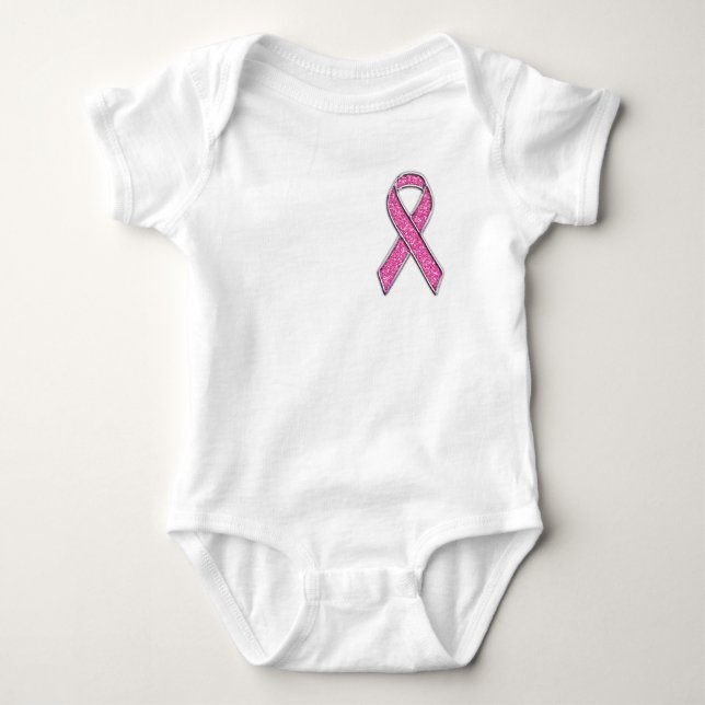 Akzente Chrome Glitzer Stil Rosa Band Bewusstsein Baby Strampler (Vorderseite)