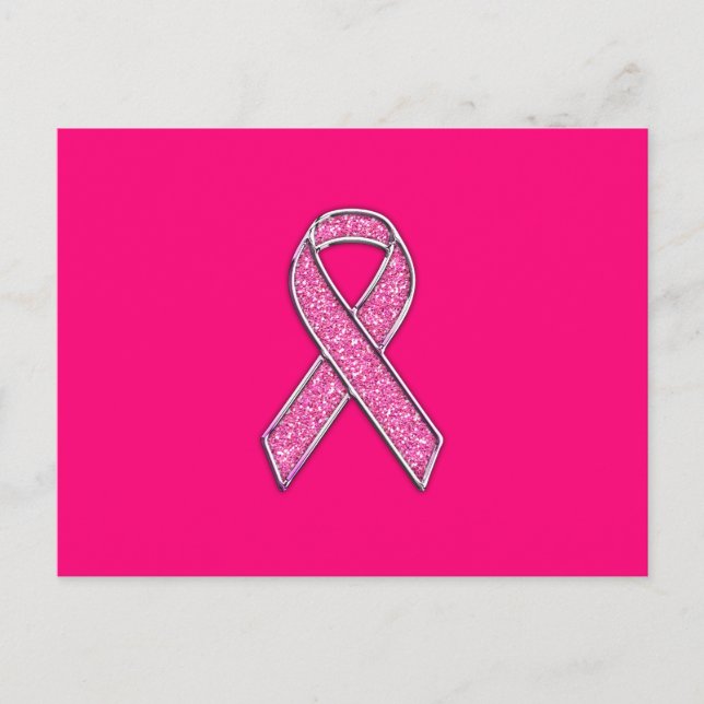 Akzente Chrome Glitzer Stil Rosa Band Bewusstsein Postkarte (Vorderseite)