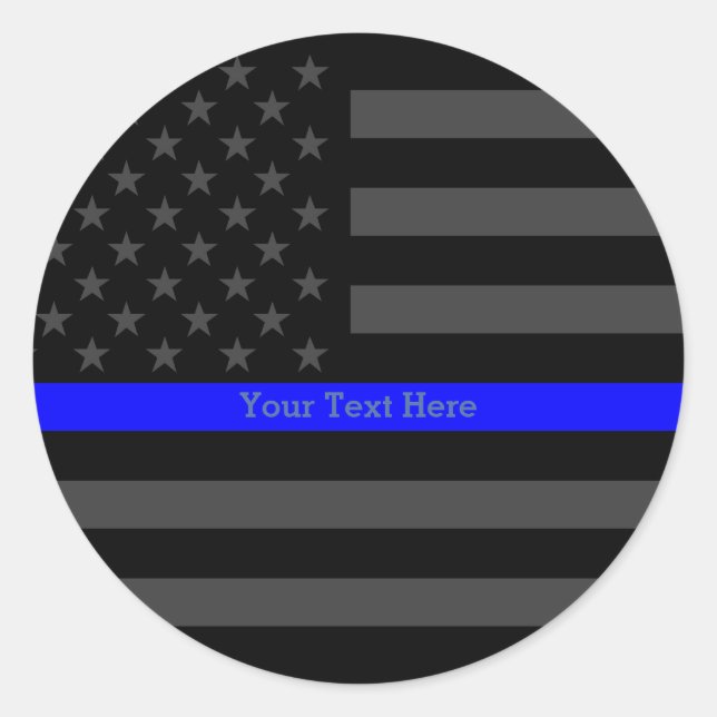 Akzentes Thin Blue Line Personalisiert Black US-Fl Runder Aufkleber (Vorderseite)