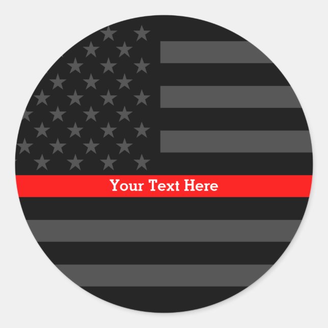 Akzentes Thin Red Line Personalisiert Black US Fla Runder Aufkleber (Vorderseite)
