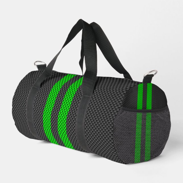 Akzentgrüne Racing Stripes im Faserverbund Duffle Bag (Rechte Ecke)