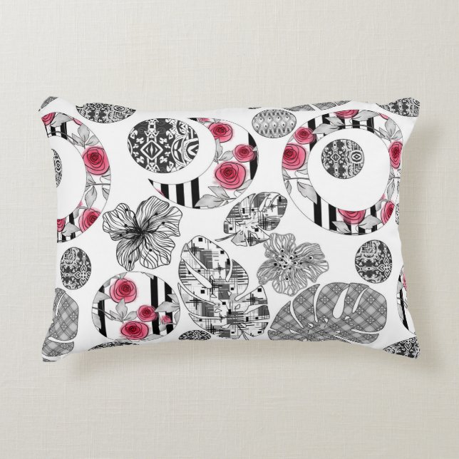 Akzentkissen, Rot und Schwarz, Quilt, Patchwork Dekokissen (Vorderseite)