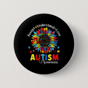 Akzeptanz Liebe Autismus Bewusstsein Sonnenblumen Button