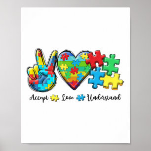 Akzeptieren Liebe verstehen Autismus Bewusstsein M Poster