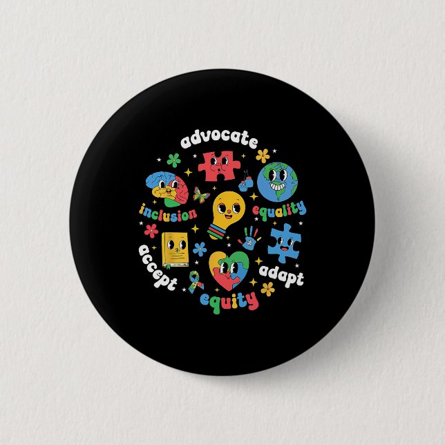 Akzeptieren Sie Adapt Advocate Inklusion Autismus  Button (Vorderseite)