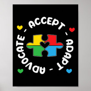 Akzeptieren Sie Advocate Adapt Support Autismus Aw Poster