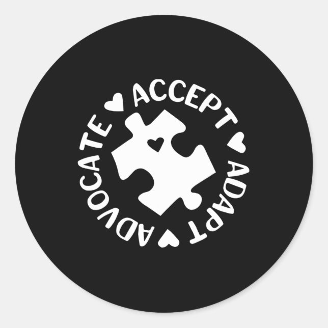 Akzeptieren Sie Advocate Puzzle Piece Autismus Awa Runder Aufkleber (Vorderseite)