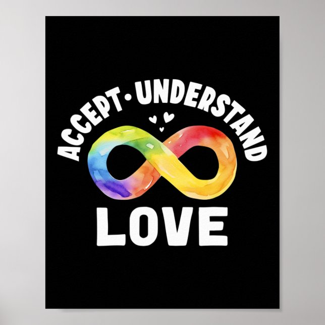 Akzeptieren Sie Liebe Autismus Bewusstsein ASD Inf Poster (Vorne)