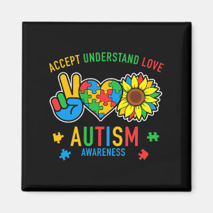 Akzeptieren Sie Liebe Autismus Bewusstsein Sonnenb Magnet