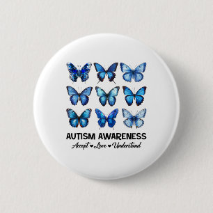 Akzeptieren Sie Liebe Autismus-Bewusstseinsbutterf Button
