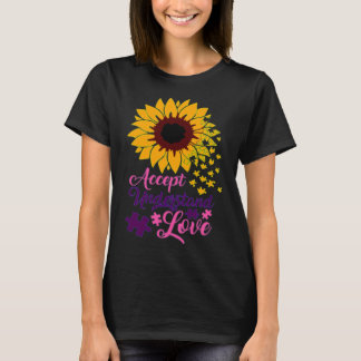 Akzeptieren Sie Liebe Autismus-Unterstützung Sonne T-Shirt