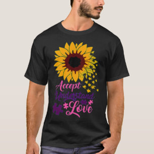 Akzeptieren Sie Liebe Autismus-Unterstützung Sonne T-Shirt