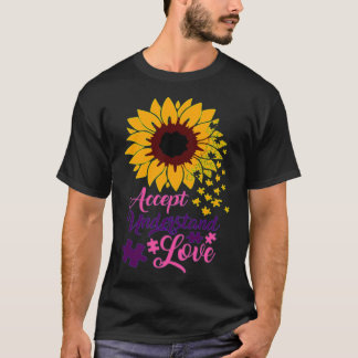 Akzeptieren Sie Liebe Autismus-Unterstützung Sonne T-Shirt