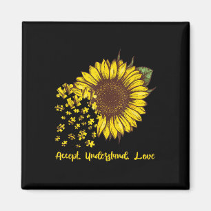 Akzeptieren Sie Liebe Sonnenblumenautismus Bewusst Magnet