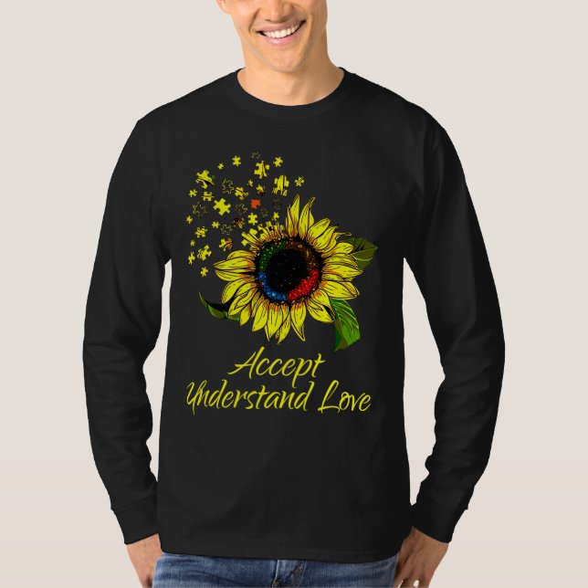 Akzeptieren Sie Liebe Sonnenblumenautismus Bewusst T-Shirt (Vorderseite)