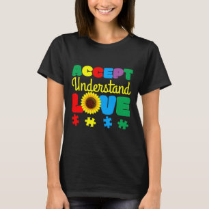 Akzeptieren Sie Liebe Sonnenblumenpuzzle Autism Aw T-Shirt