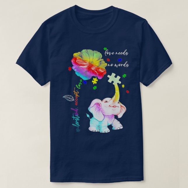 Akzeptieren Sie verstehen, Elephant Daisy Puzzle A T-Shirt (Design vorne)
