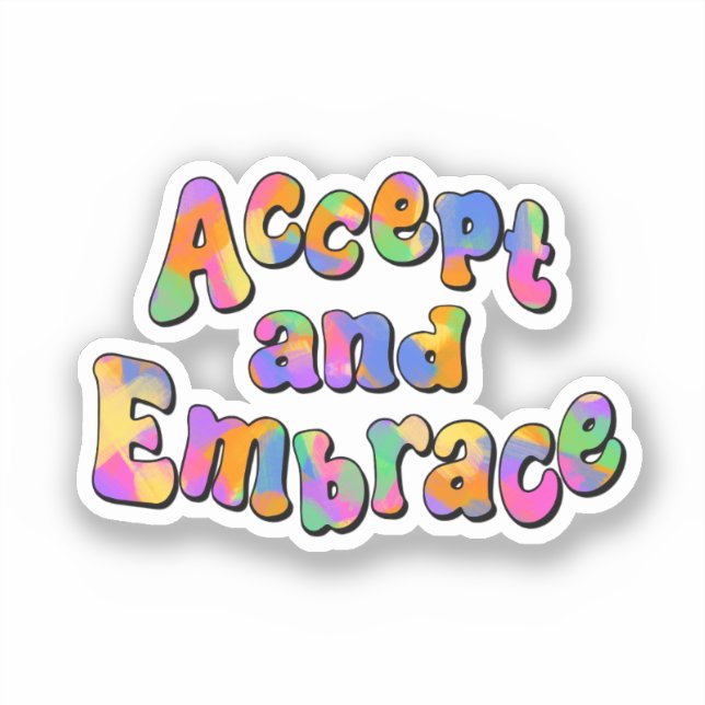 Akzeptieren und Embrace-Rainbow-Typografie Aufkleber (Vorderseite)