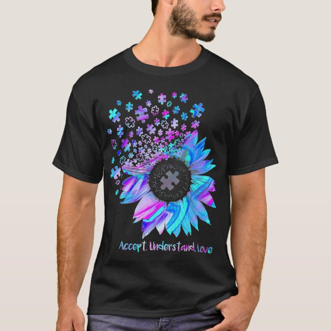 Akzeptiert Liebe Sonnenblumenautismus (2) T-Shirt (Vorderseite)