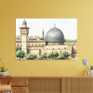 Al-Aqsa-Moschee Wasserfarben Kunst Druck Leinwanddruck