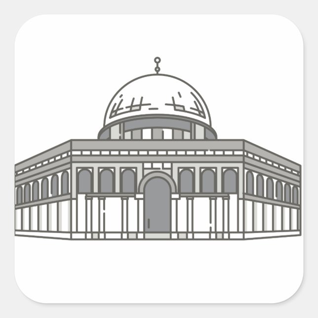 Al aqsa Moschee World Sehenswürdigkeit Quadratischer Aufkleber (Vorderseite)