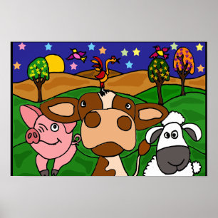 AL Barnyard-Tier-Volkskunst-Plakat Poster