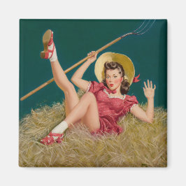 Al Buell Vintag Farm Farm Button Up Girl Magnet