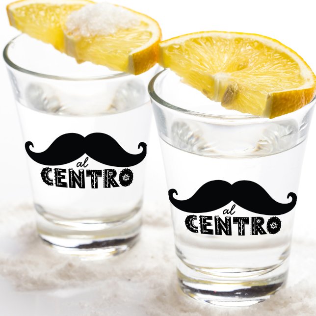 Al Centro Cool Mexican Mustache Typografie Schnapsglas (Arriba, abajo, al centro y adentro!  This shot glass is the perfect way to get the party started!)