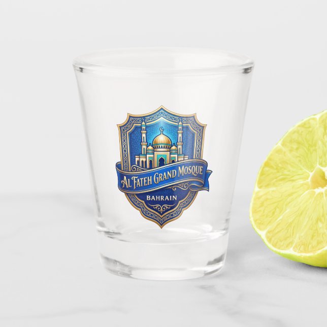 Al Fateh Große Moschee Bahrain Schnapsglas (Vorderseite)